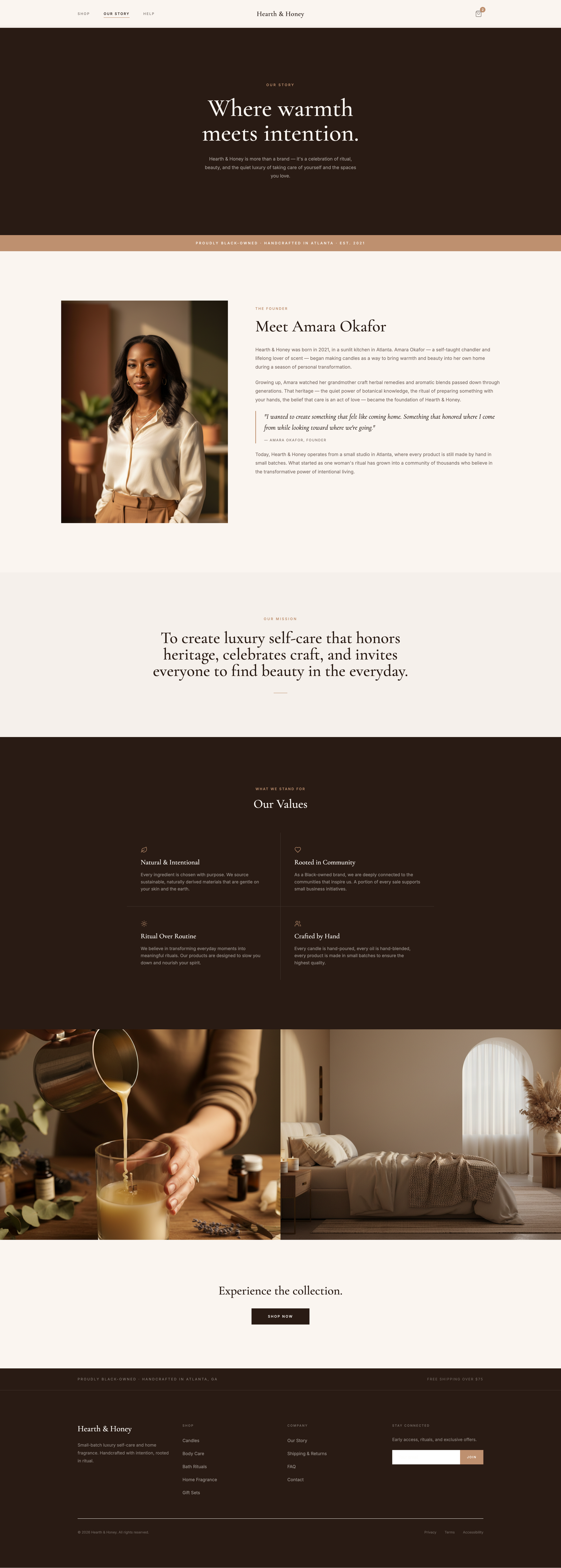 Hearth and Honey our story page